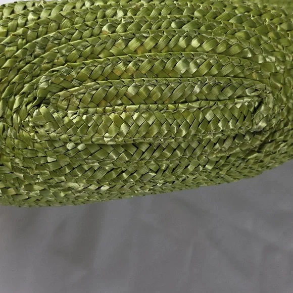 Capelli/Straworld Vibrant Green Woven Tote Bag Purse Beads Beachy BoHo GUC READ - Picture 13 of 14